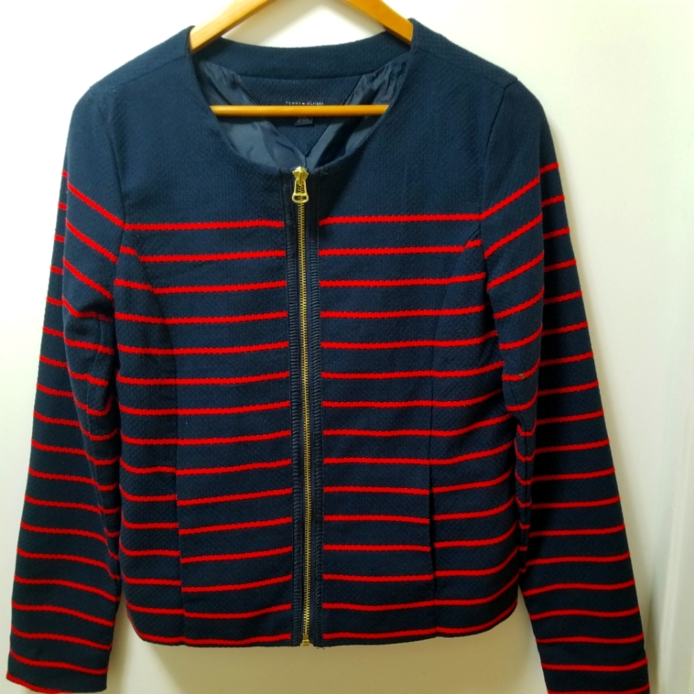Tommy Hilfiger Navy and Red Stripe Nautical Jacket